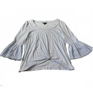 Banana Republic light blurt Eyelet Bell Sleeve Tie Front Top L Boho